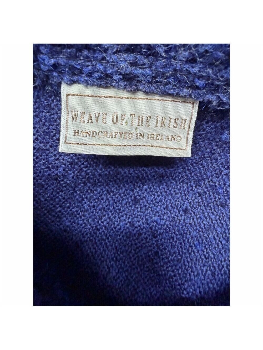 Weave of the Irish Cardigan Wool Jacket Womens L Blue Boucle Button (22” Ptp) - Picture 6 of 9